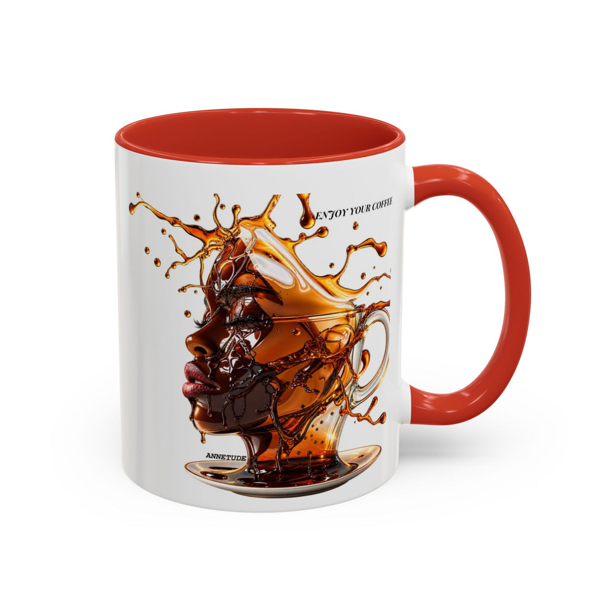 Coffee Splash Accent Mug — "Savor the Coffee" Artistic Drip Design (11/15oz)