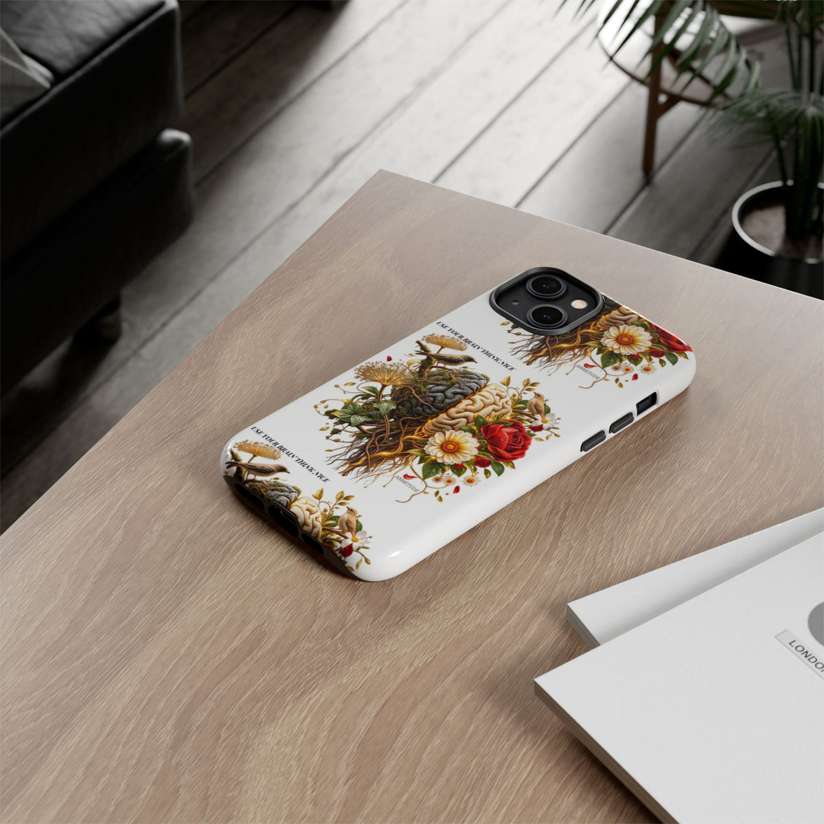 Phone Case — Floral Brain Illustration Protective Cover