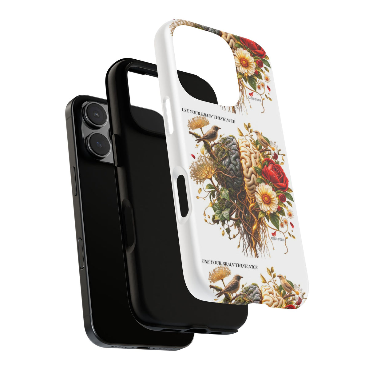 Phone Case — Floral Brain Illustration Protective Cover