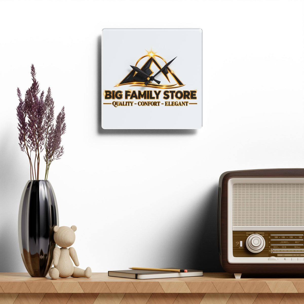 Acrylic Wall Clock — Branded 'Big Family Store' Logo Decorative Clock