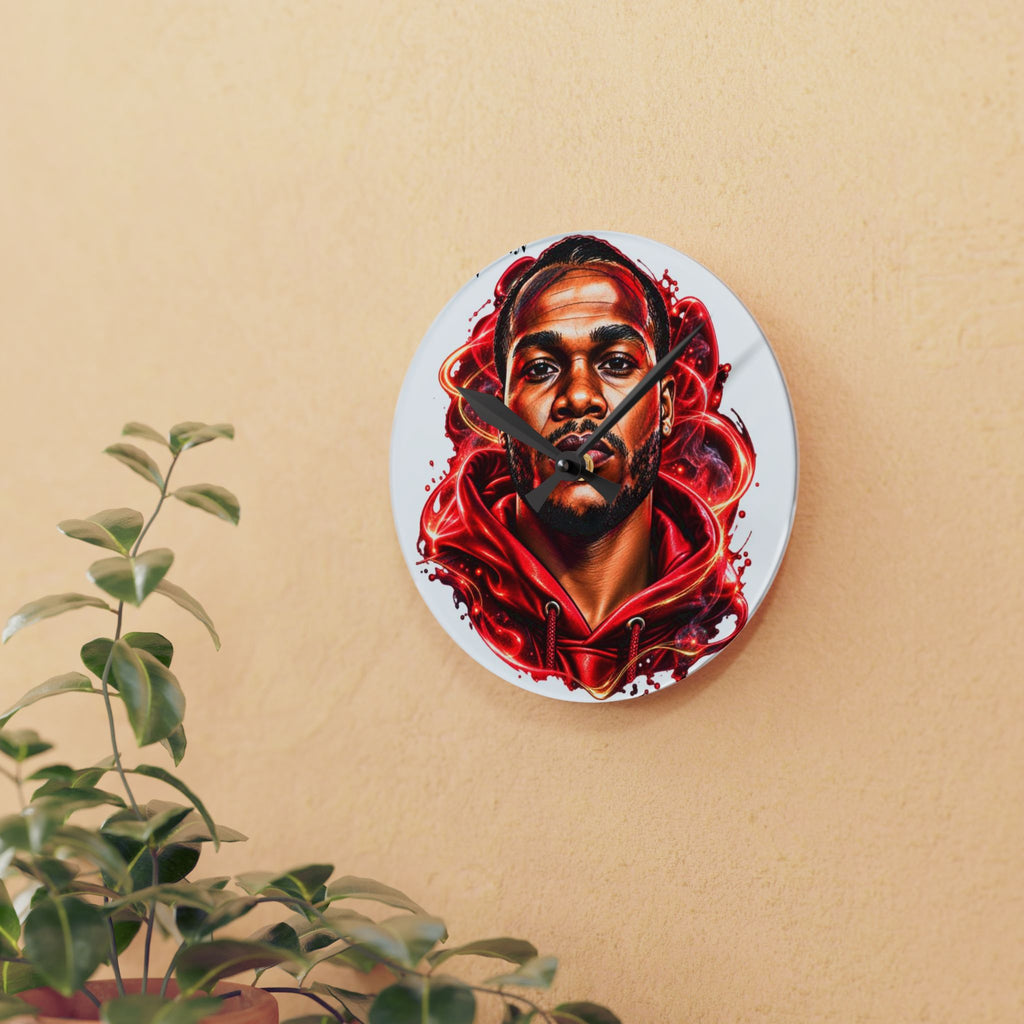 Basketball Star Portrait Acrylic Wall Clock
