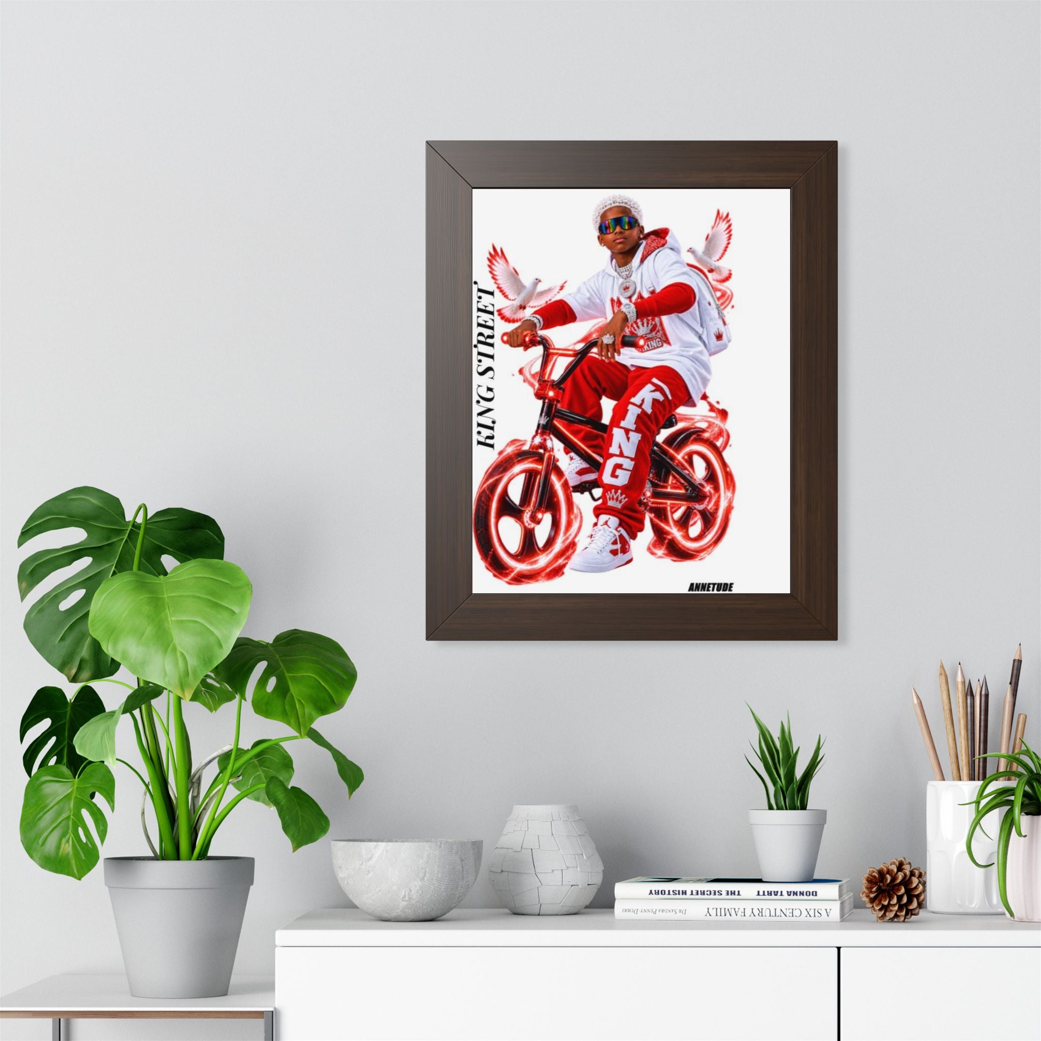 Framed Poster — 'King Street' Red BMX Urban Art Print