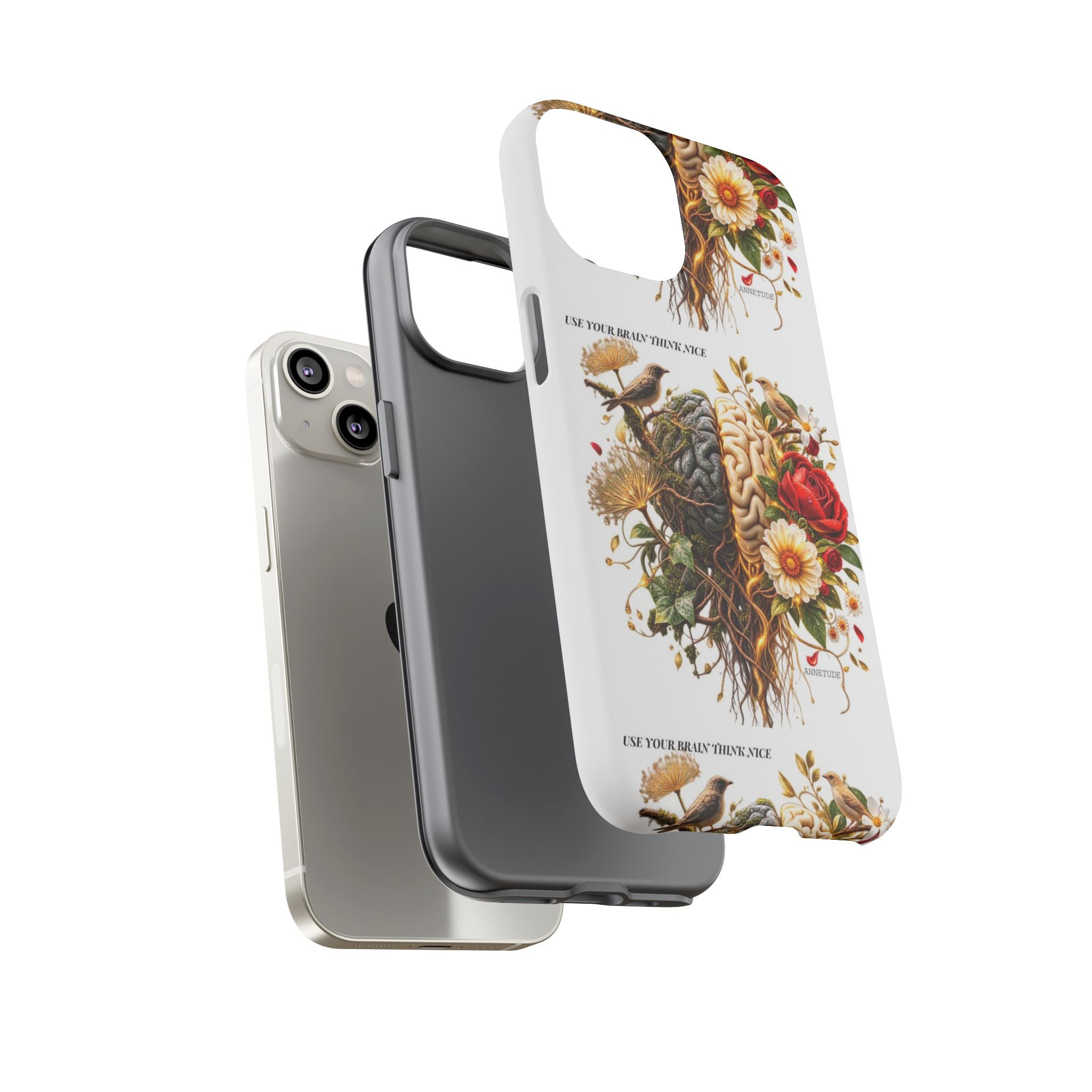 Phone Case — Floral Brain Illustration Protective Cover