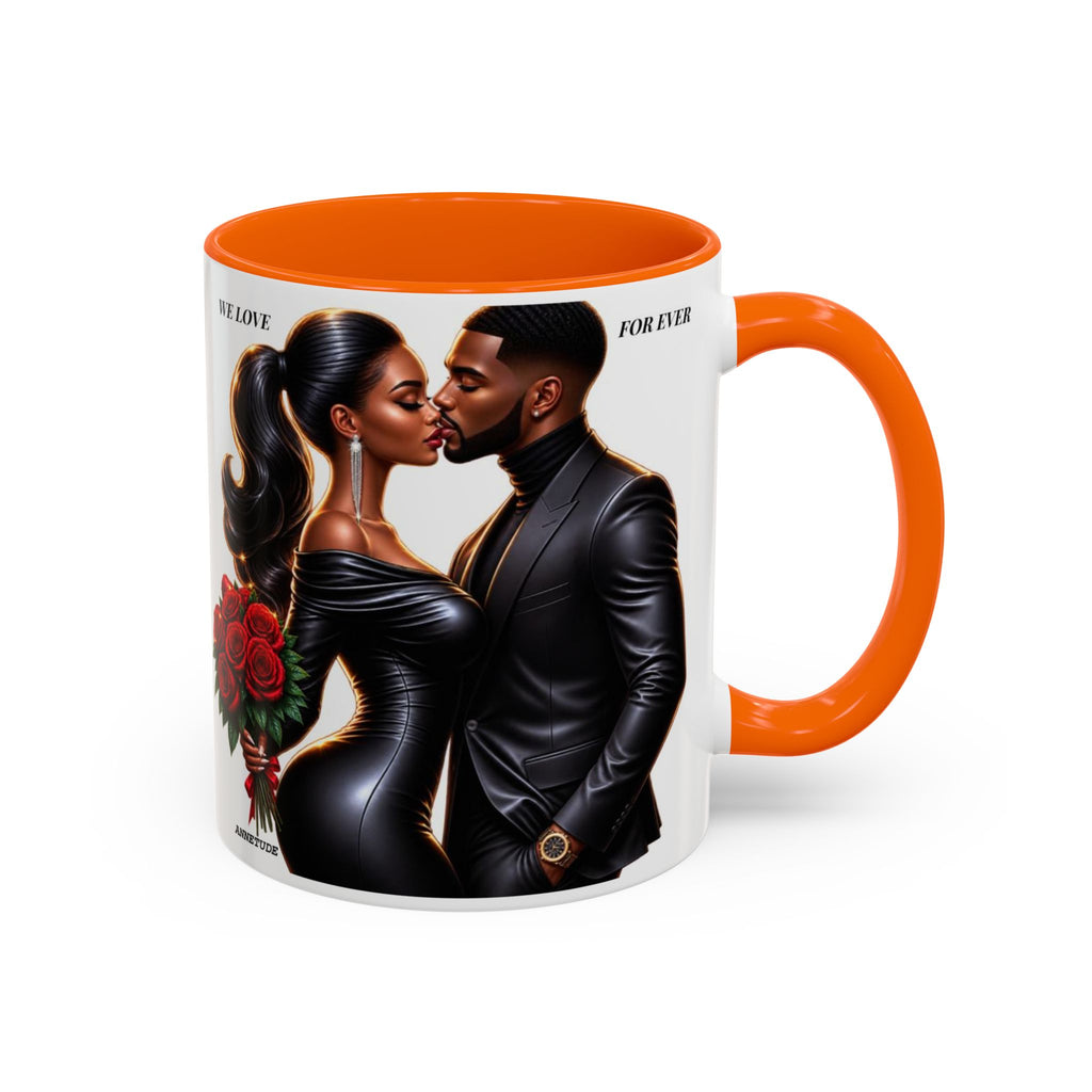 Romantic Black Couple Accent Coffee Mug - 'We Love Forever' 11/15oz