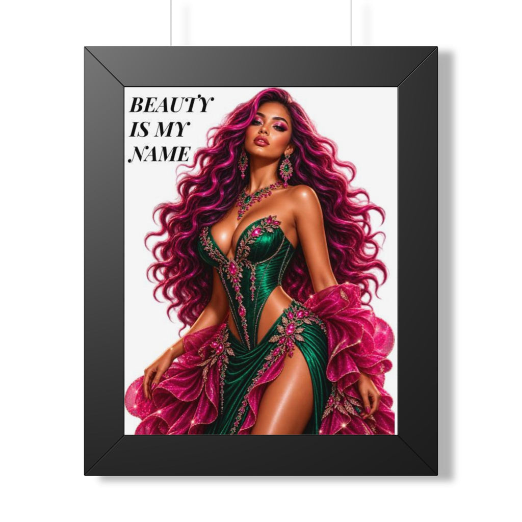 Framed Poster - "Beauty Is My Name" Glamorous Femme Portrait Art Print