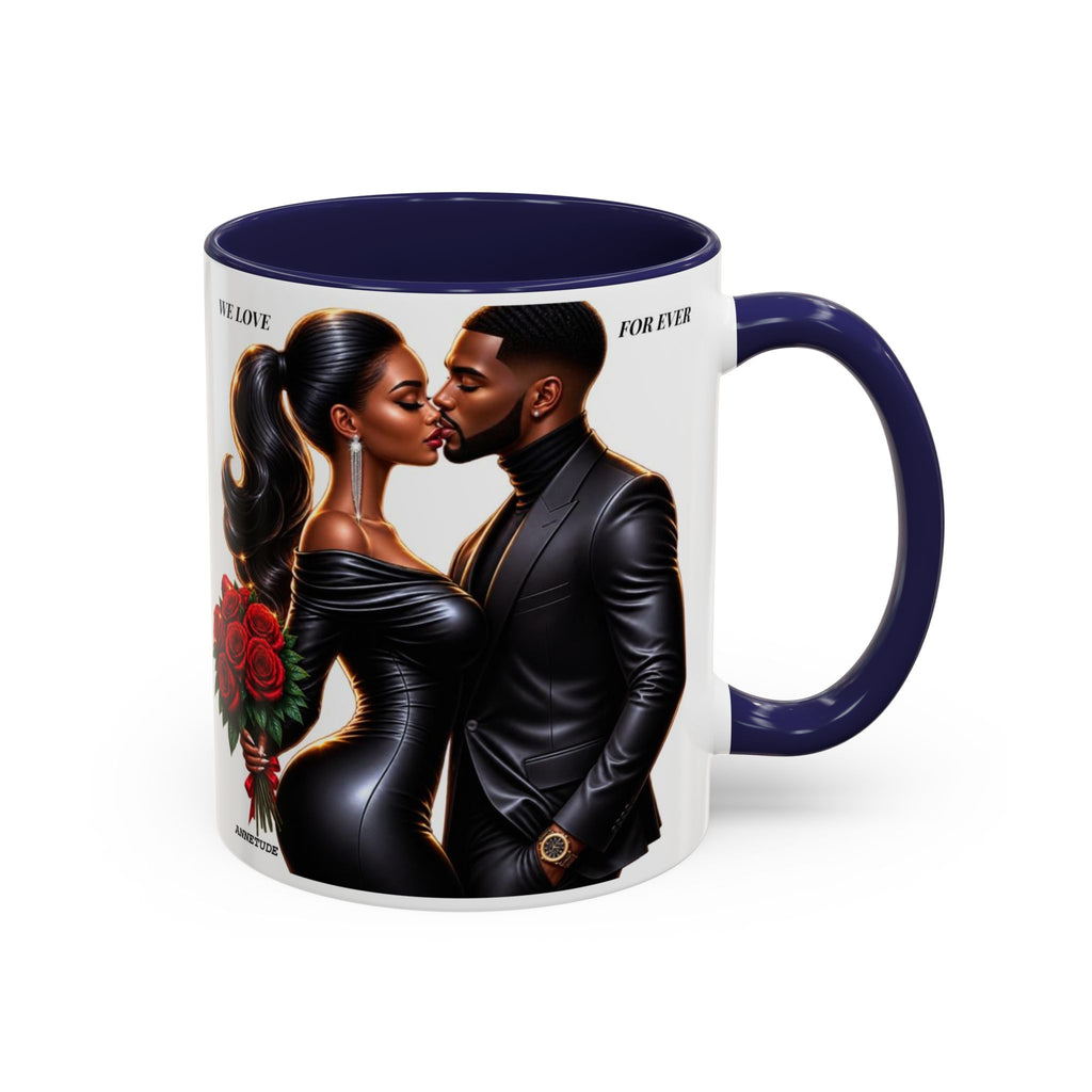 Romantic Black Couple Accent Coffee Mug - 'We Love Forever' 11/15oz