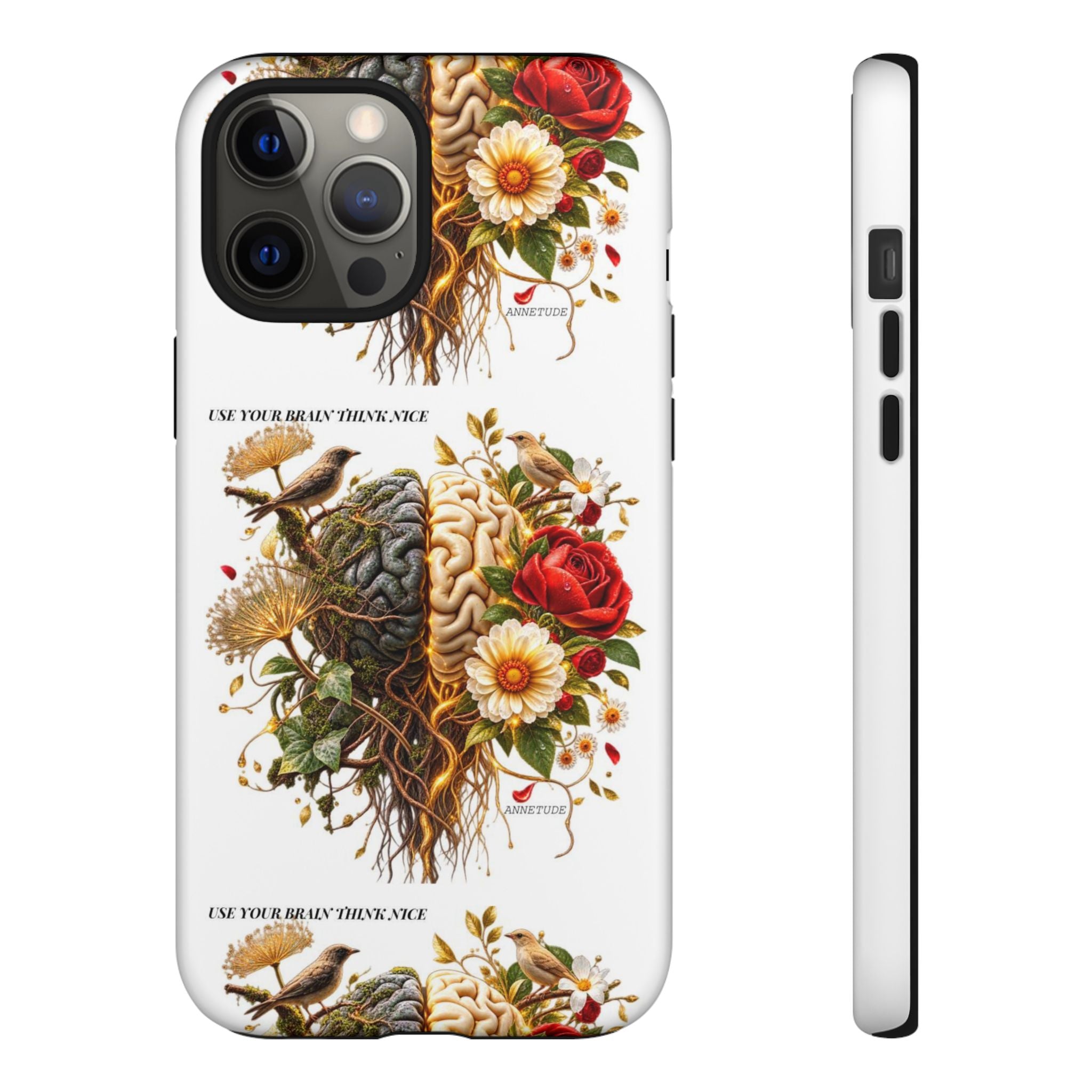 Phone Case — Floral Brain Illustration Protective Cover