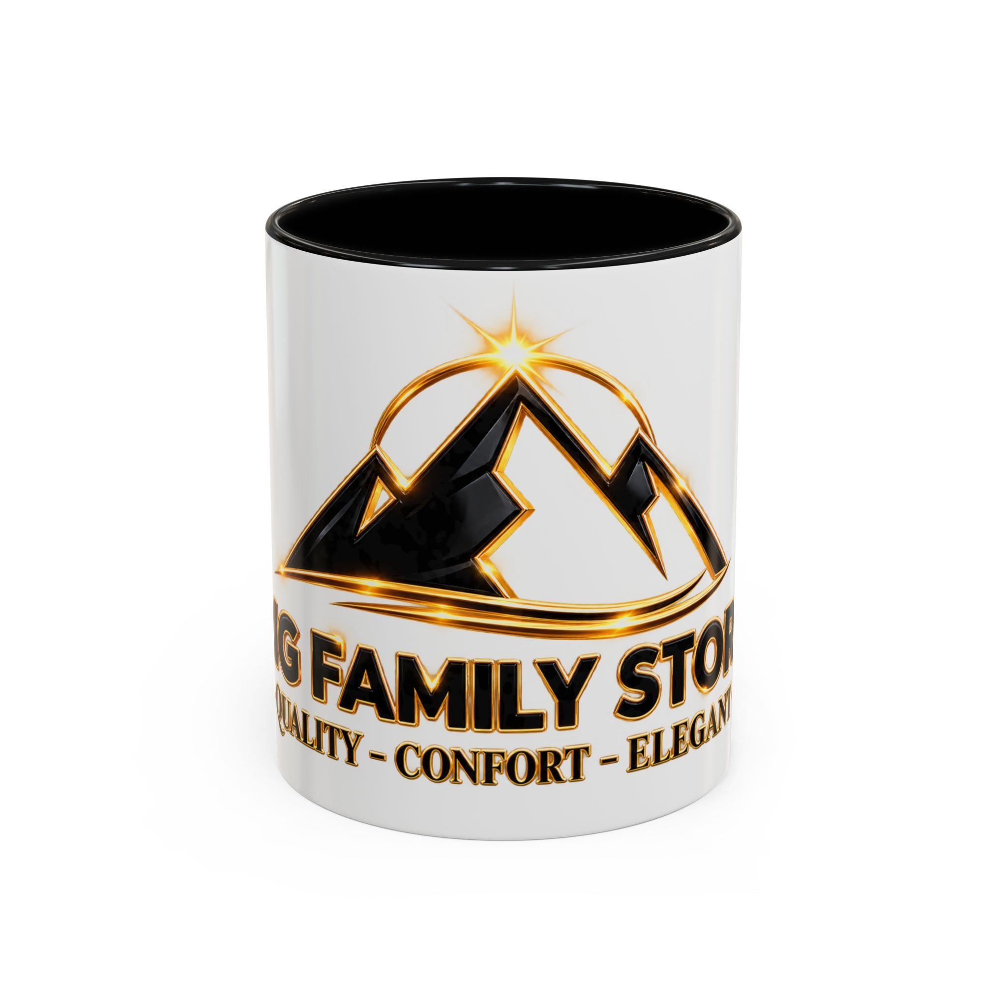 Branded Accent Coffee Mug — Elegant Mountain Logo 11/15oz