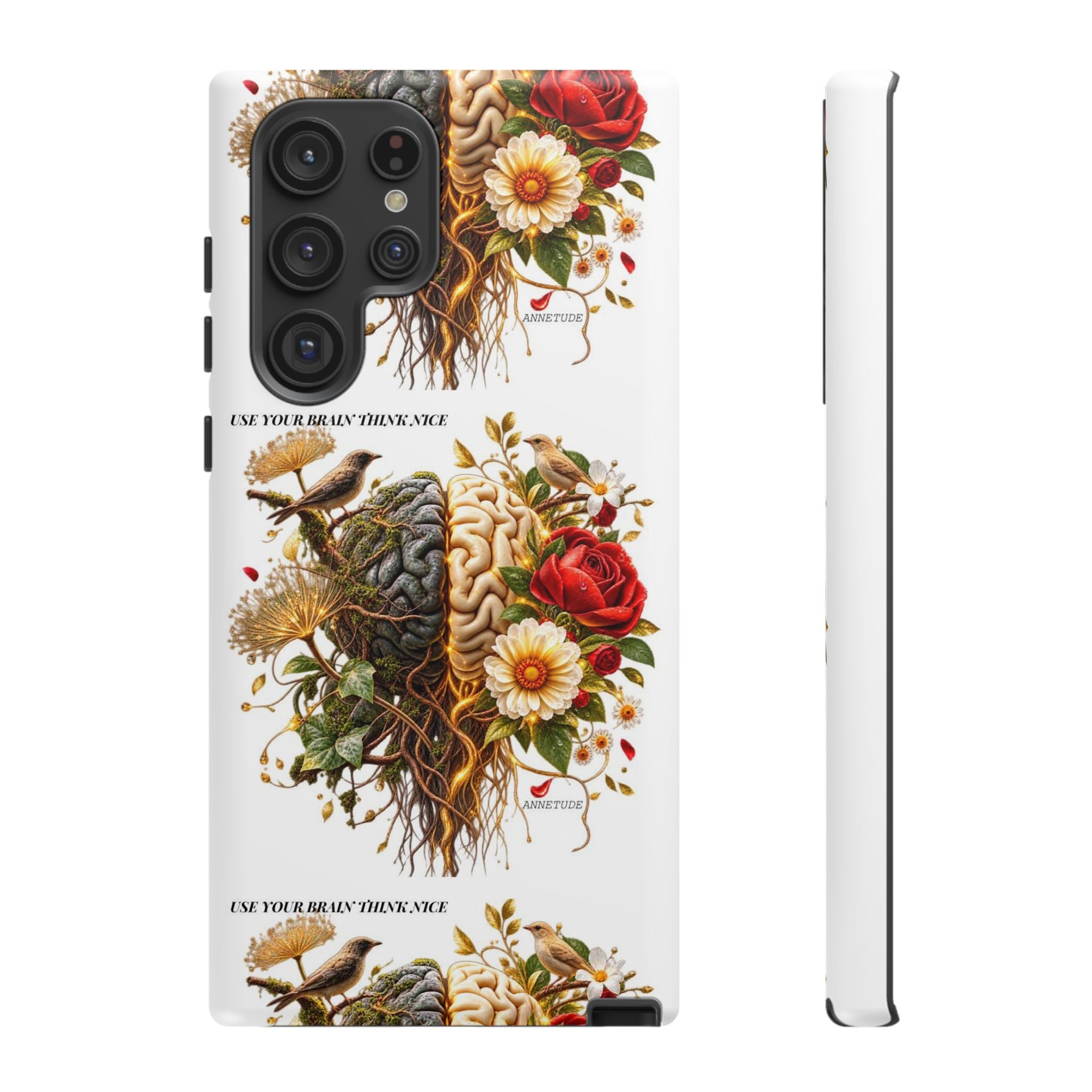 Phone Case — Floral Brain Illustration Protective Cover