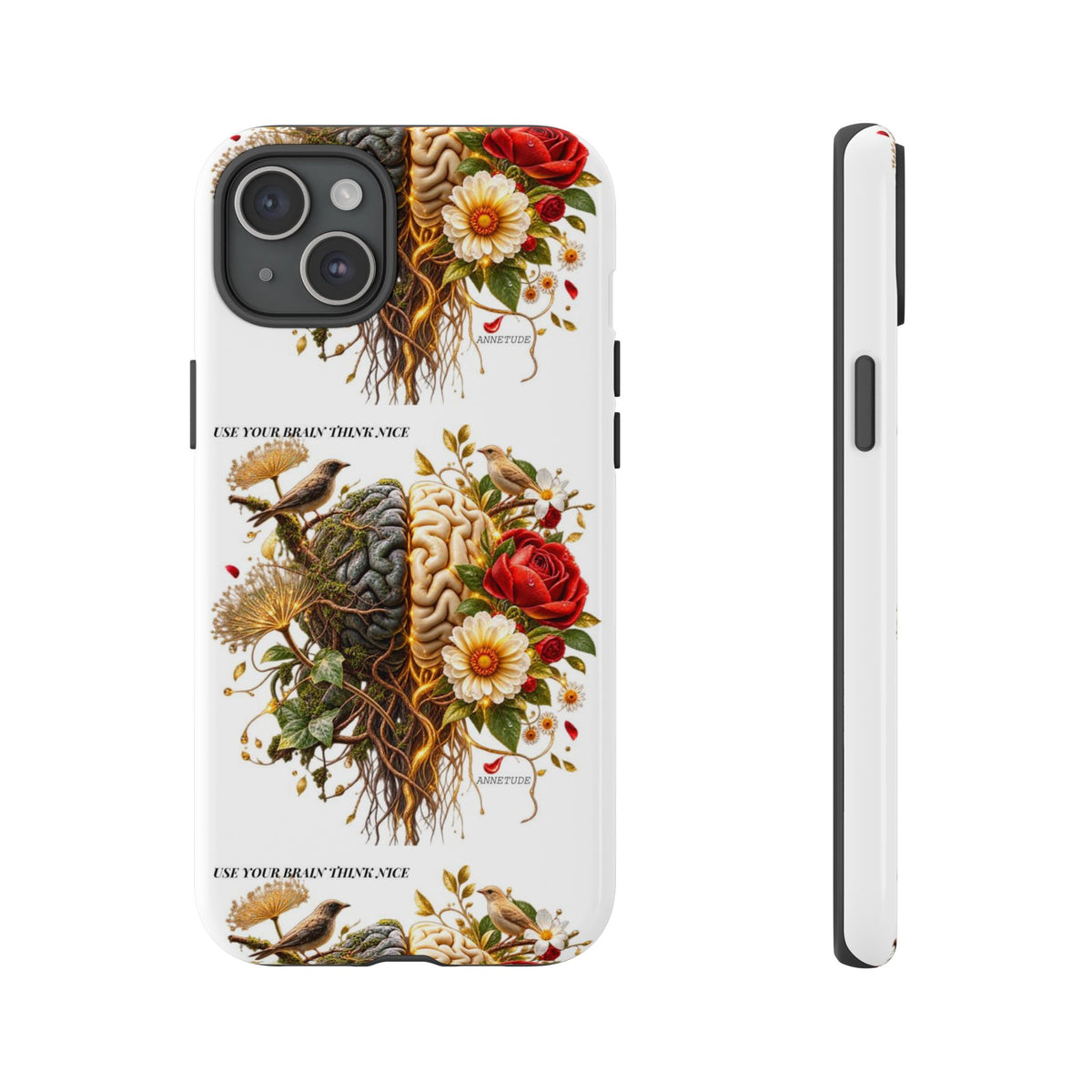 Phone Case — Floral Brain Illustration Protective Cover