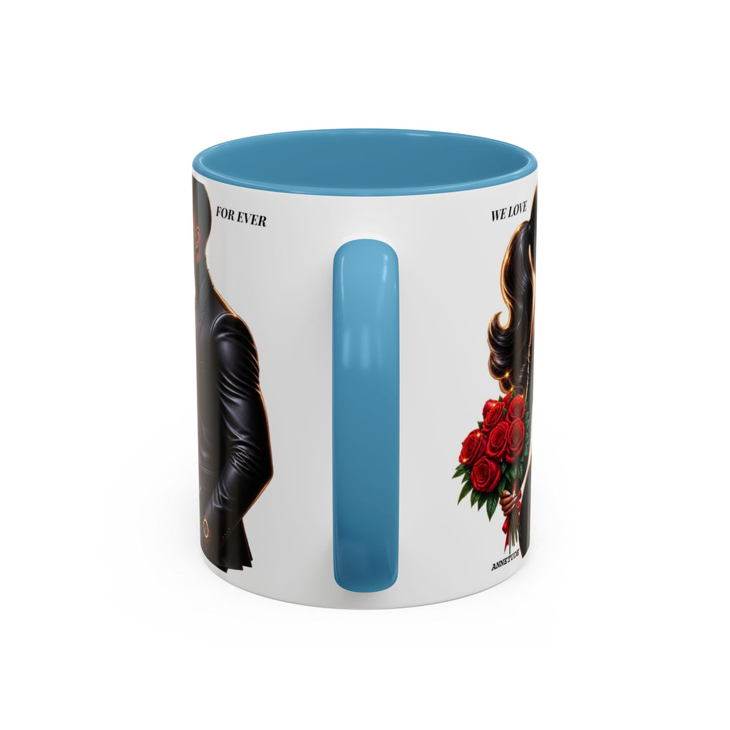 Romantic Black Couple Accent Coffee Mug - 'We Love Forever' 11/15oz