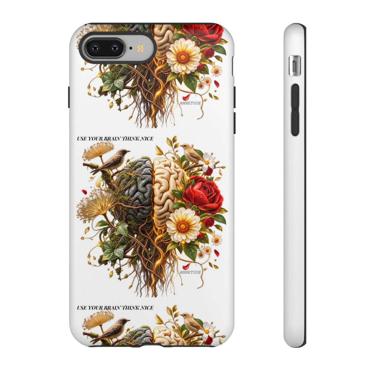 Phone Case — Floral Brain Illustration Protective Cover