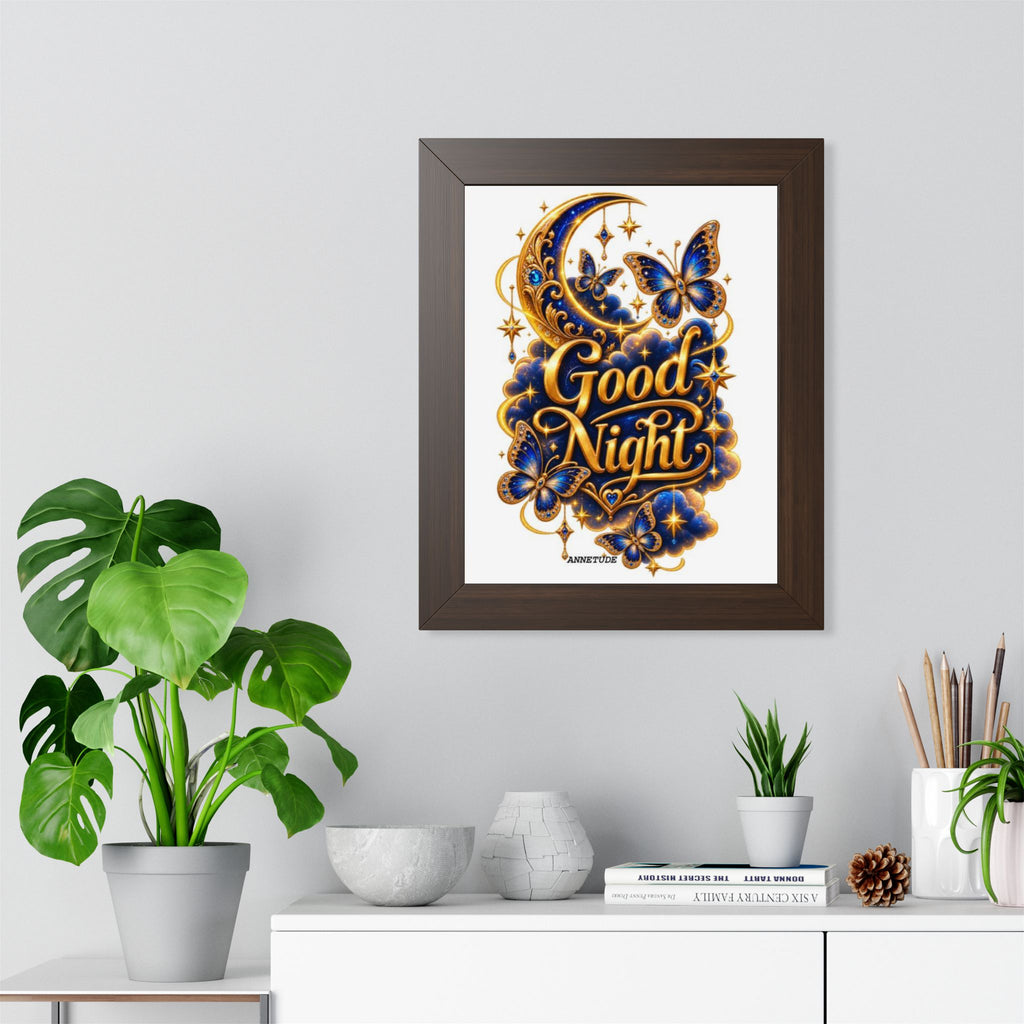 Good Night Moon & Butterflies Framed Poster