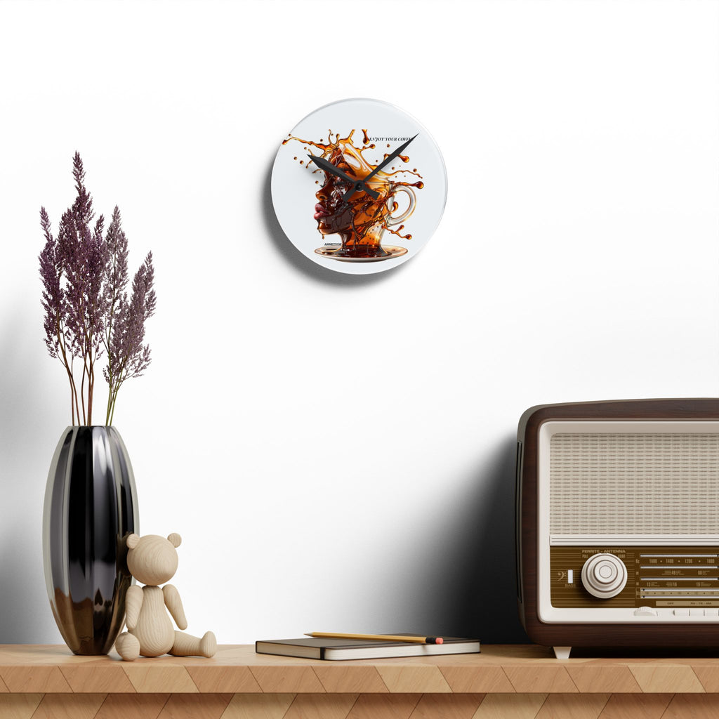 Acrylic Wall Clock — Artistic Coffee Splash Portrait Wall Clock
