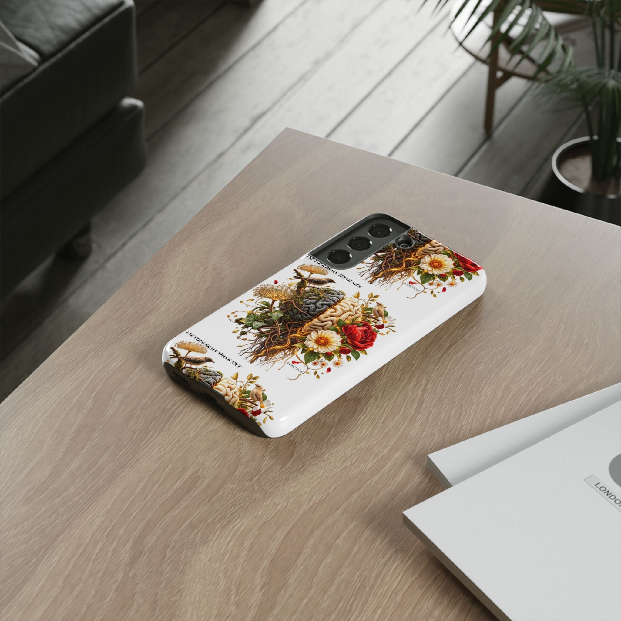 Phone Case — Floral Brain Illustration Protective Cover