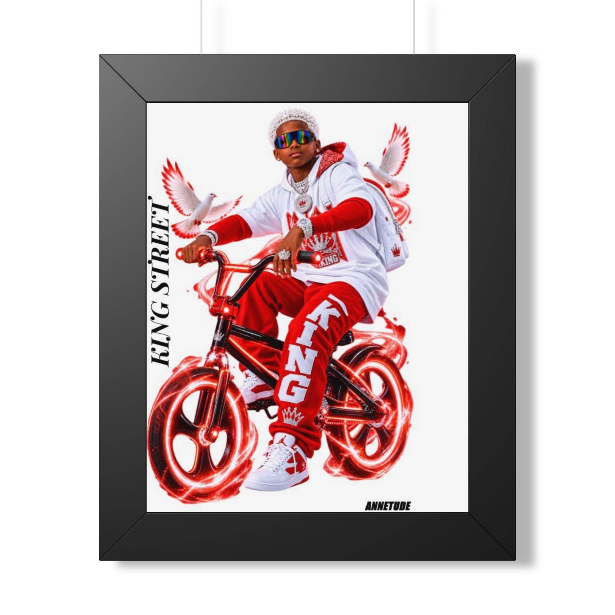 Framed Poster — 'King Street' Red BMX Urban Art Print