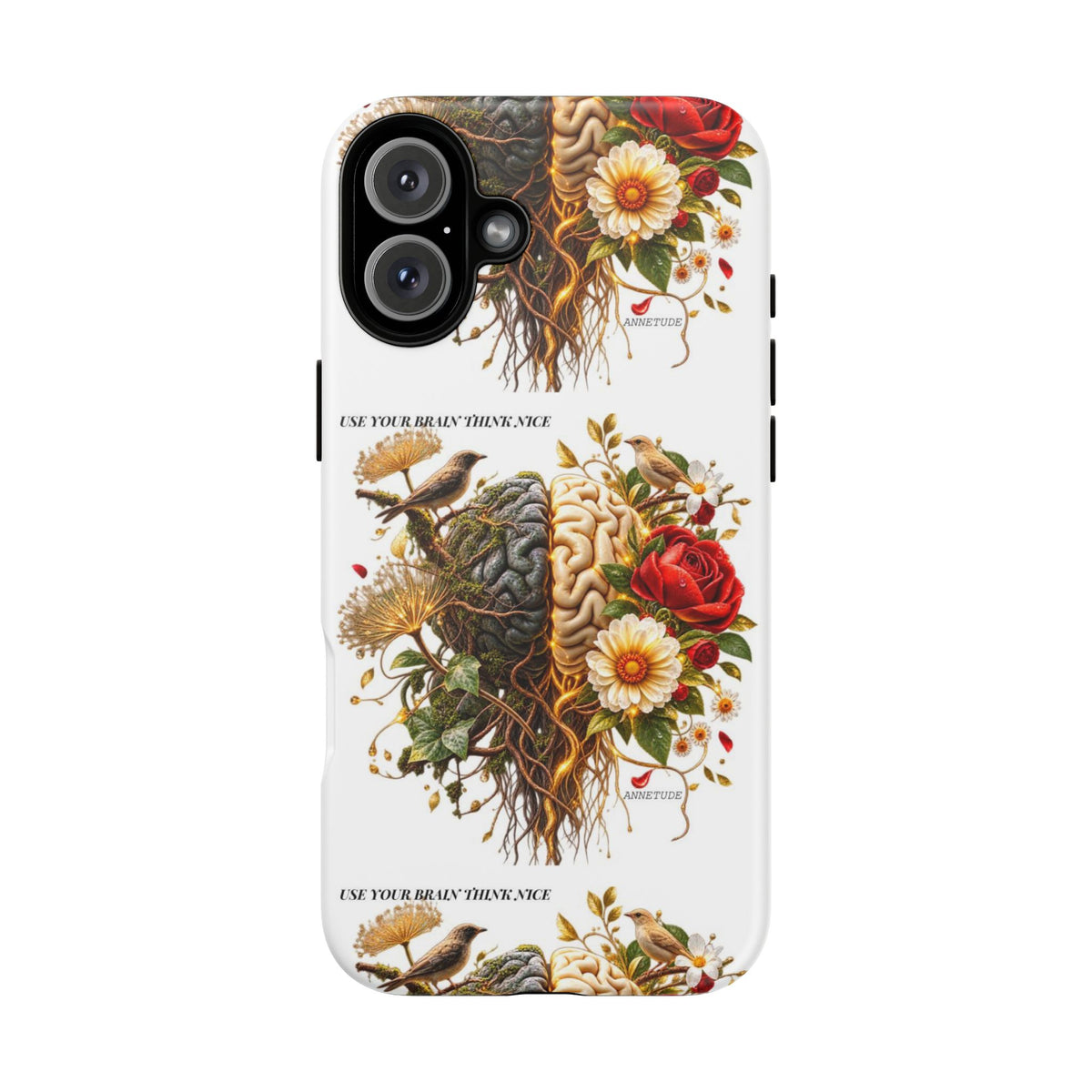 Phone Case — Floral Brain Illustration Protective Cover