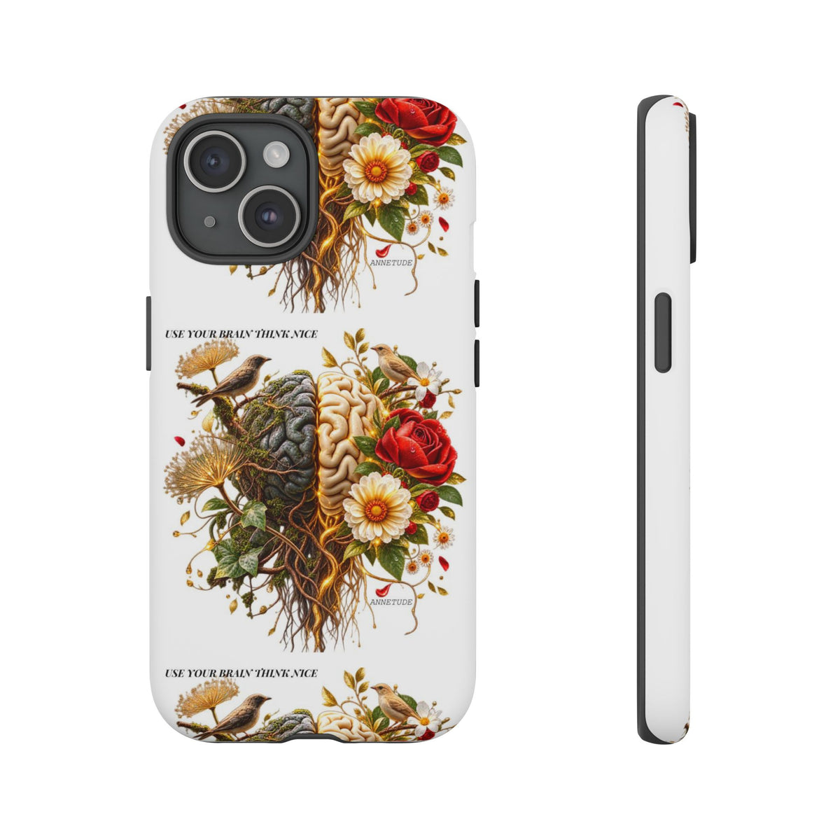 Phone Case — Floral Brain Illustration Protective Cover