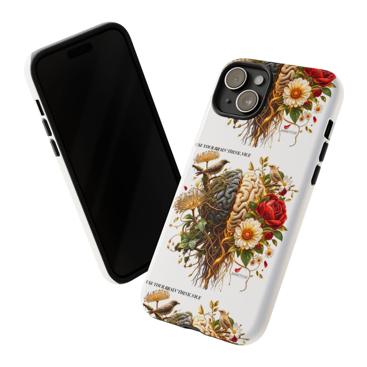Phone Case — Floral Brain Illustration Protective Cover