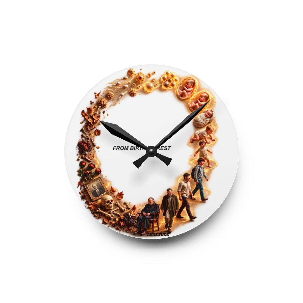 Acrylic Wall Clock — 'From Birth To Rest' Film Scene Collage Decorative Clock