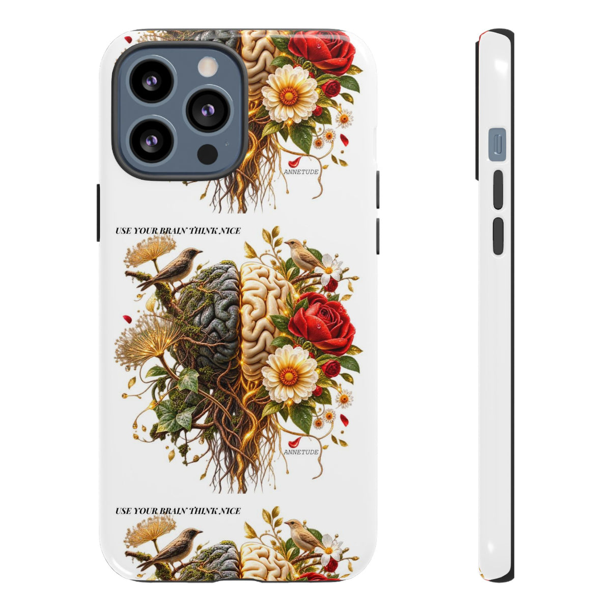 Phone Case — Floral Brain Illustration Protective Cover