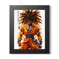 Framed Poster — Fiery Afro Warrior Anime Print