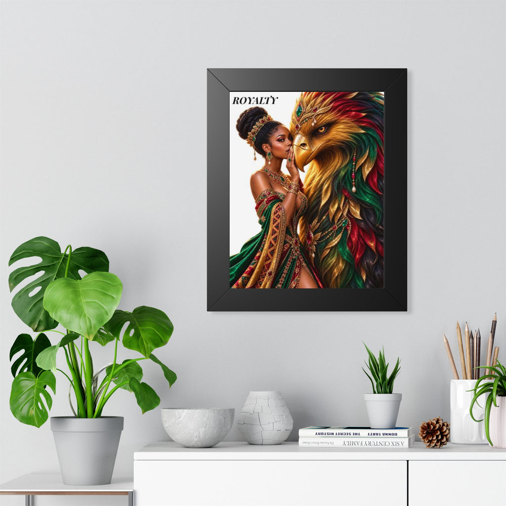 Framed Poster — "Royalty" African Queen with Mythic Golden Eagle Art Print