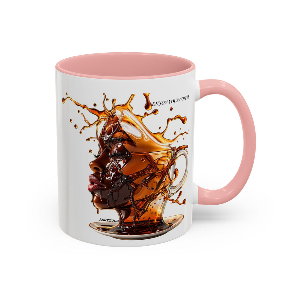 Coffee Splash Accent Mug — "Savor the Coffee" Artistic Drip Design (11/15oz)
