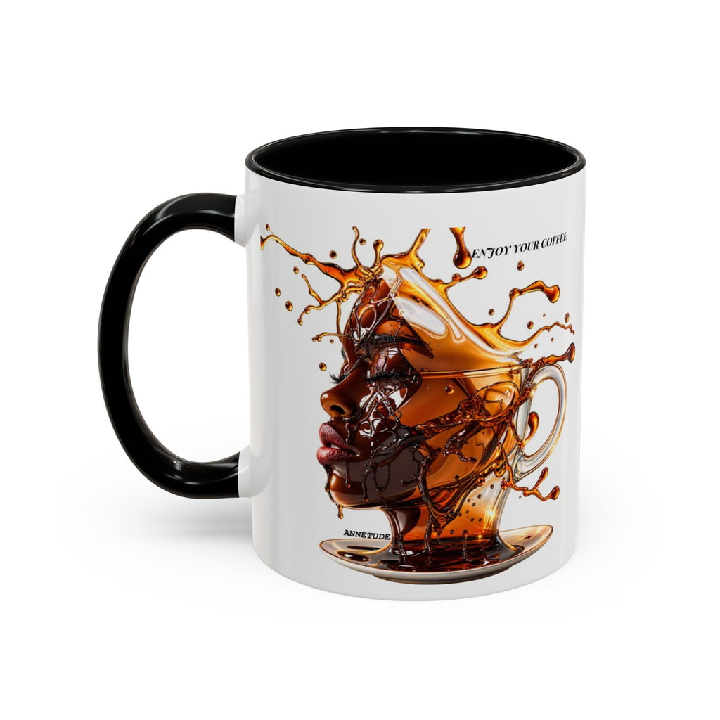 Coffee Splash Accent Mug — "Savor the Coffee" Artistic Drip Design (11/15oz)