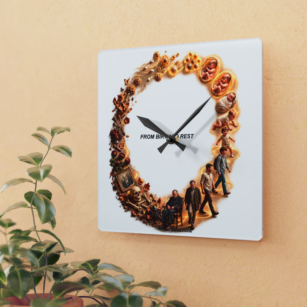 Acrylic Wall Clock — 'From Birth To Rest' Film Scene Collage Decorative Clock