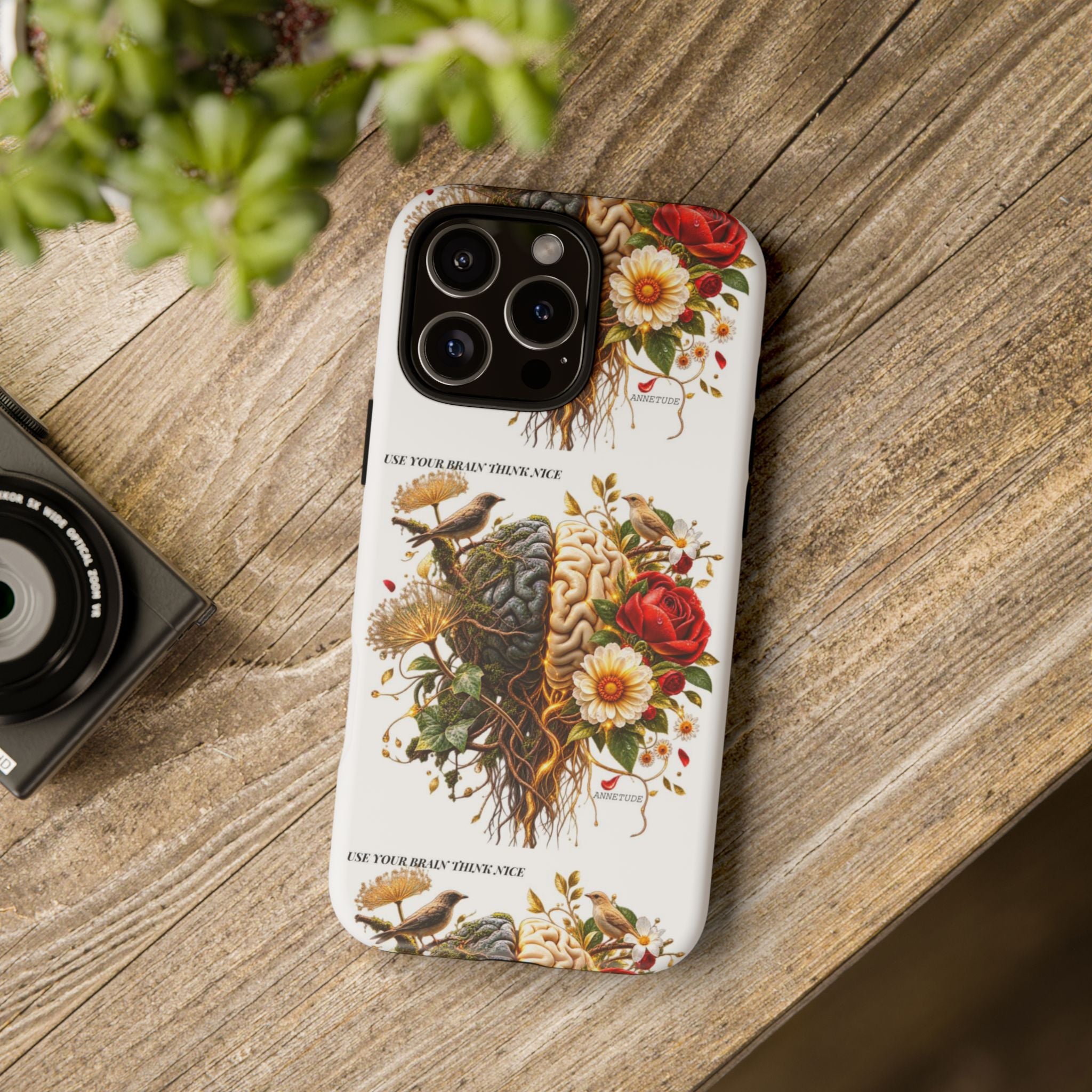 Phone Case — Floral Brain Illustration Protective Cover