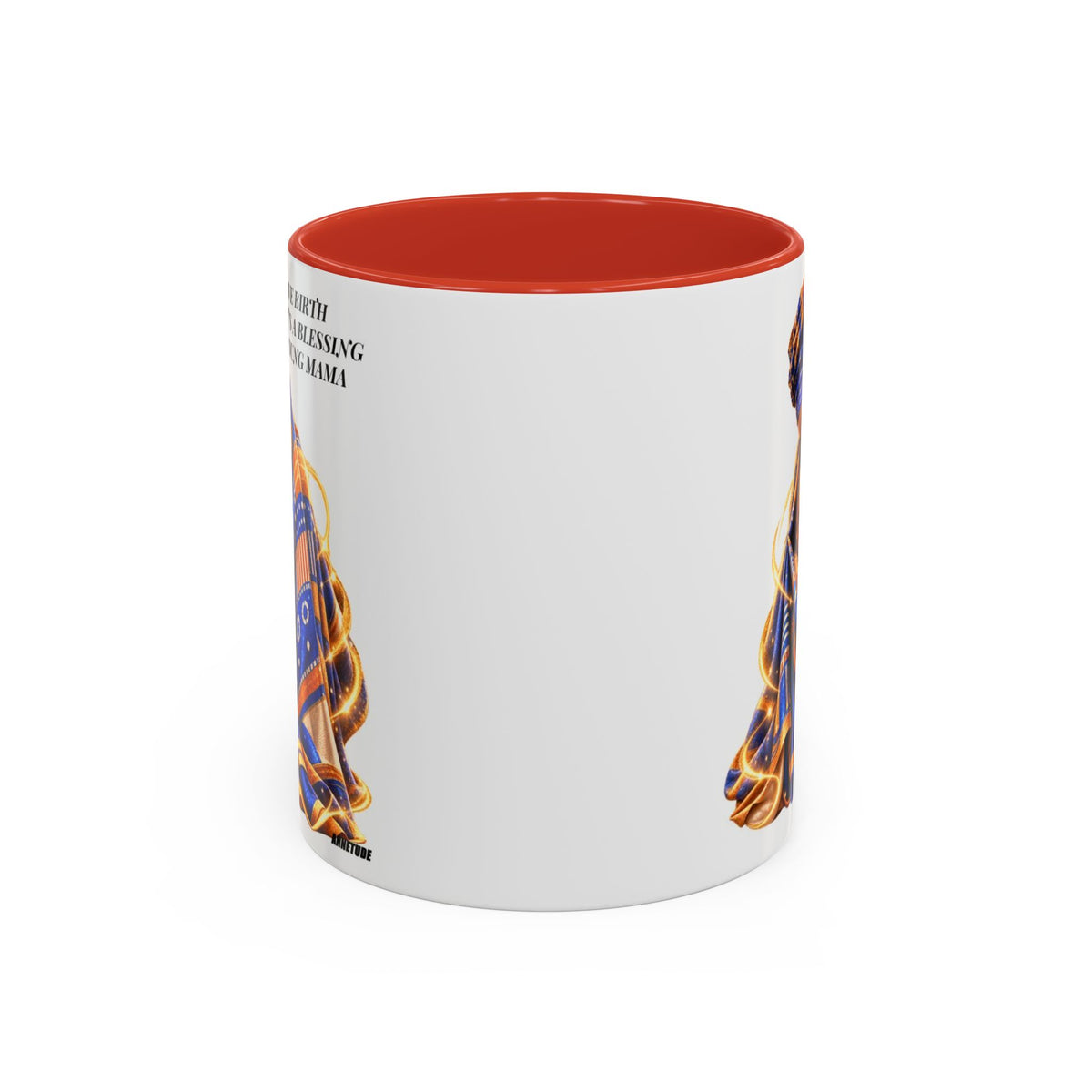 Mama & Baby Accent Coffee Mug — "Give Birth, It’s a Blessing, Young Mama"