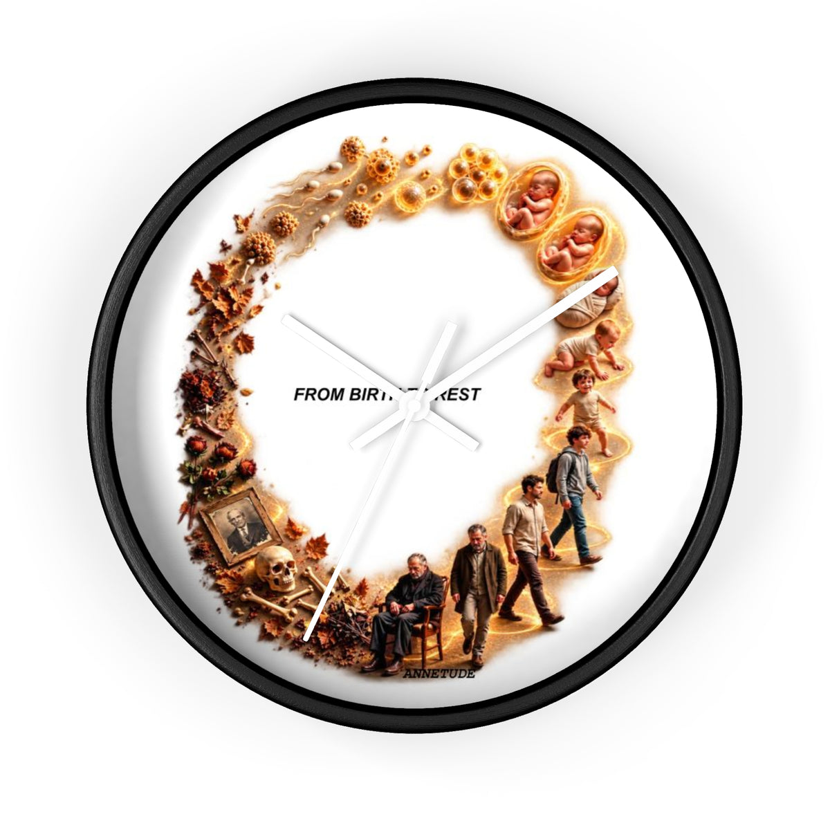 Wall Clock — 'From Birth to Rest' Time Cycle Decorative Clock