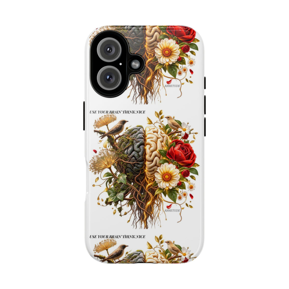 Phone Case — Floral Brain Illustration Protective Cover