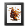 Coffee Splash Art Poster — 'Savor Your Coffee' Framed Vertical Print