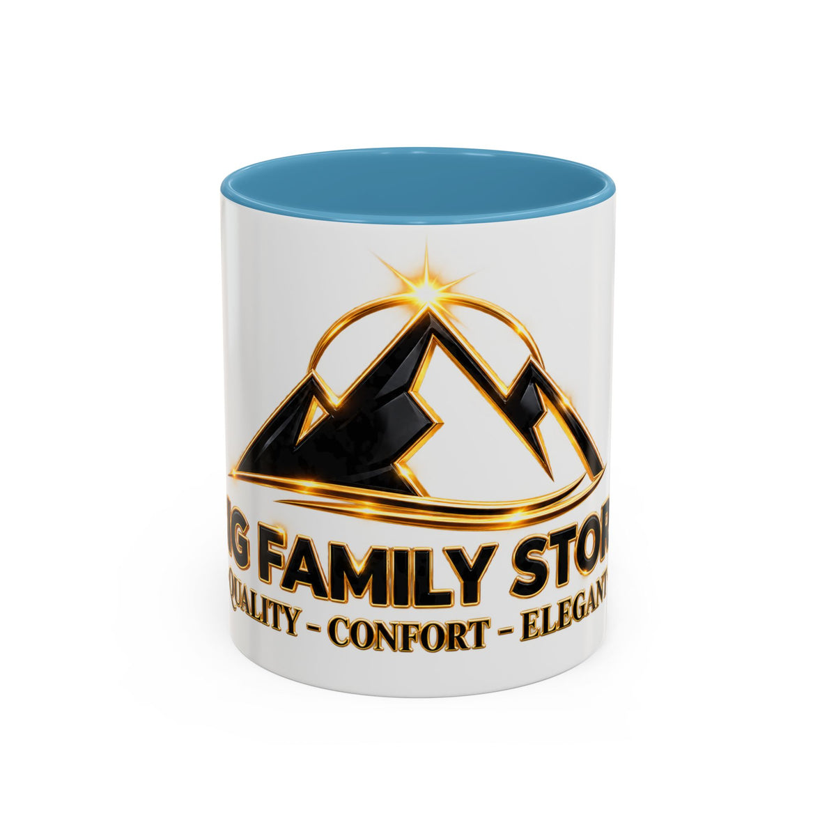 Branded Accent Coffee Mug — Elegant Mountain Logo 11/15oz