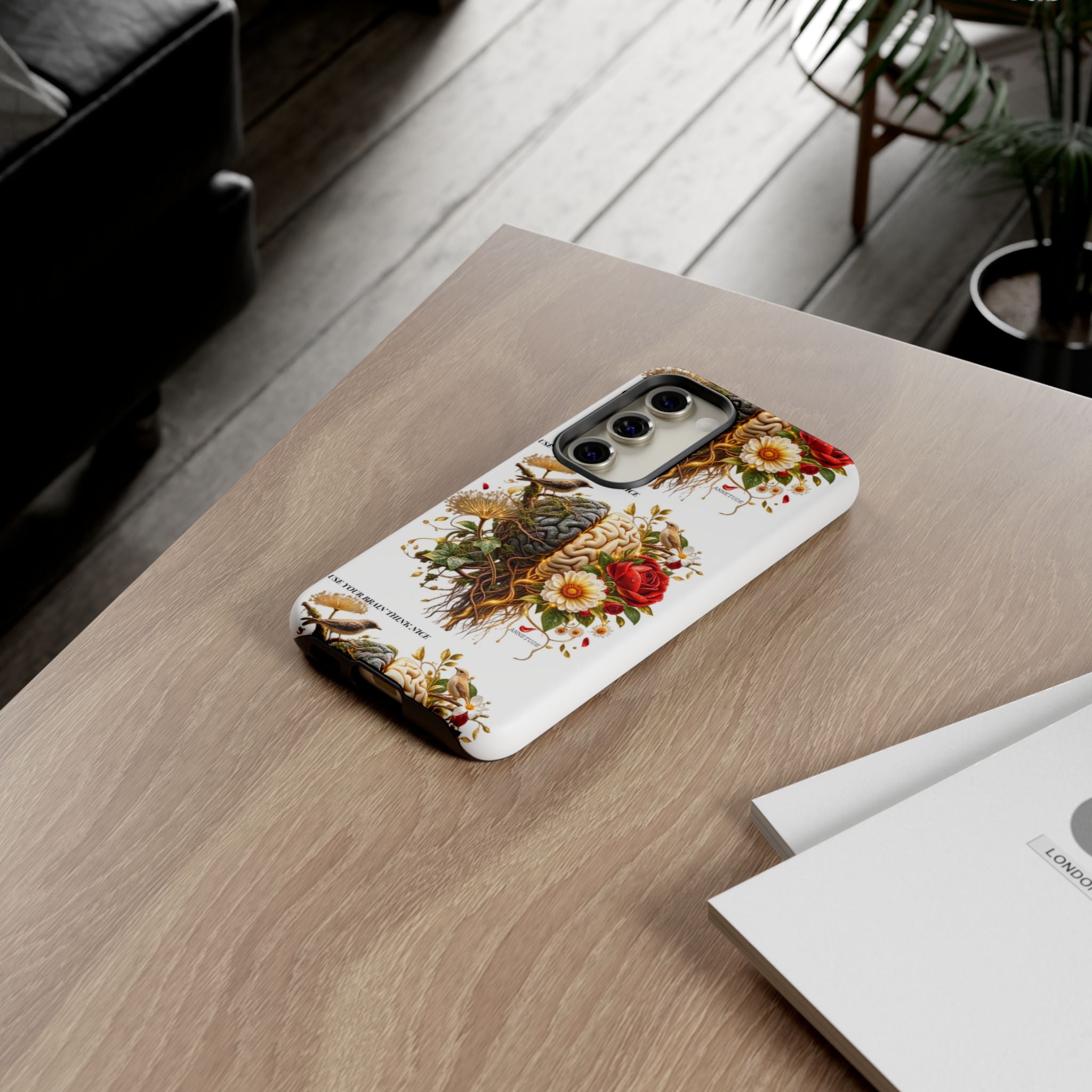 Phone Case — Floral Brain Illustration Protective Cover
