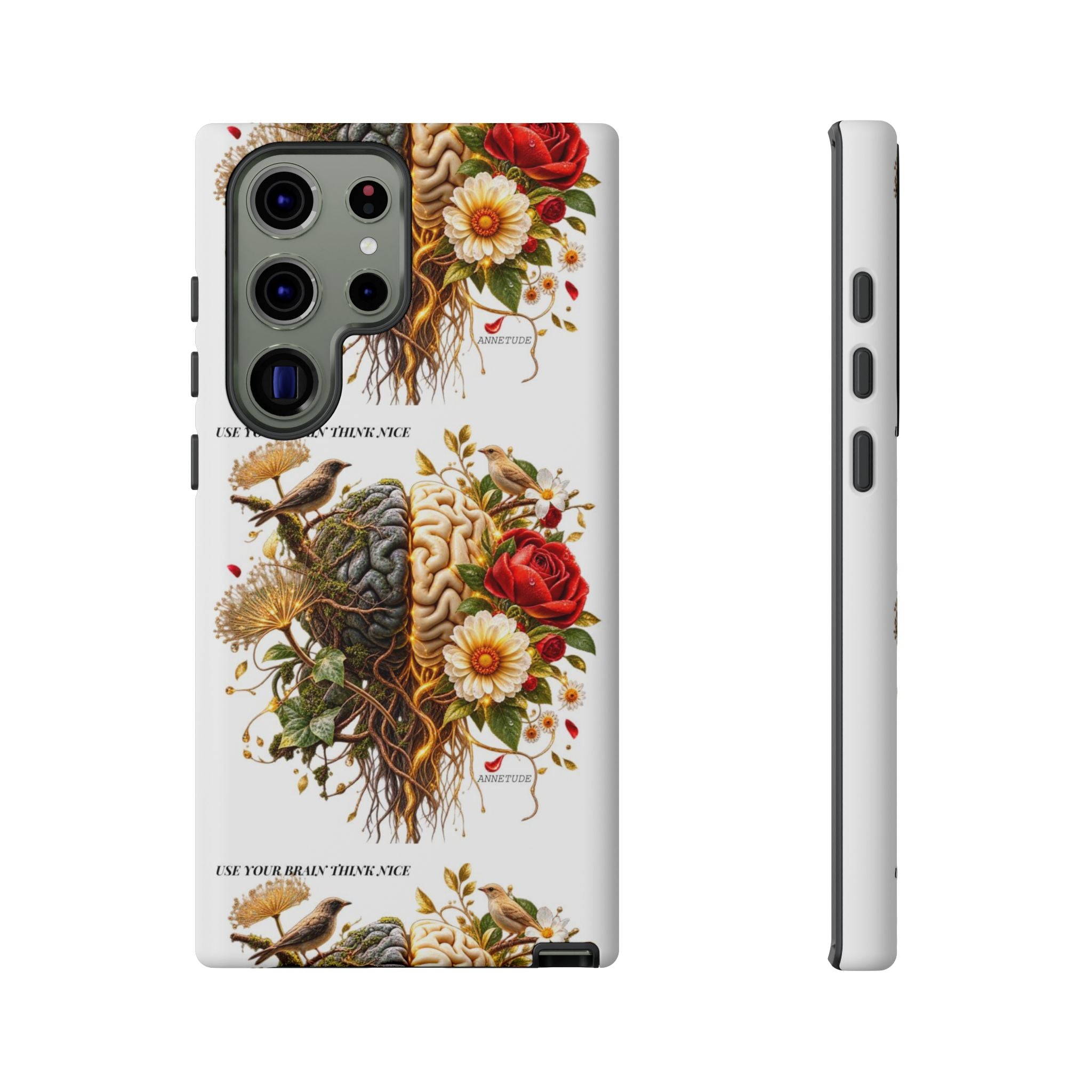 Phone Case — Floral Brain Illustration Protective Cover