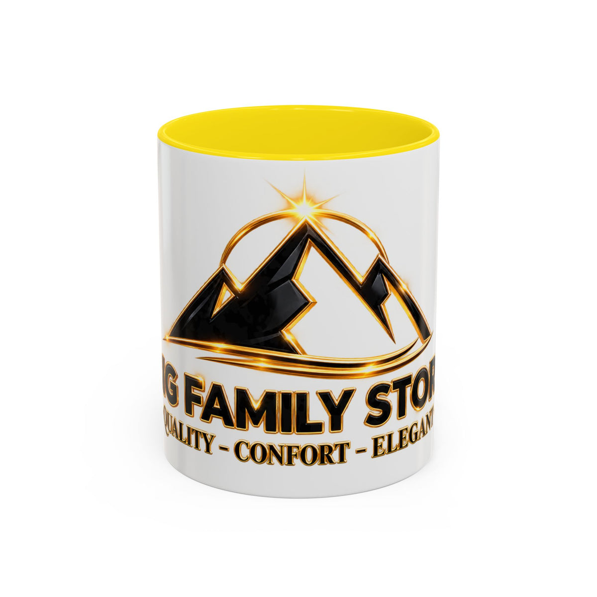 Branded Accent Coffee Mug — Elegant Mountain Logo 11/15oz