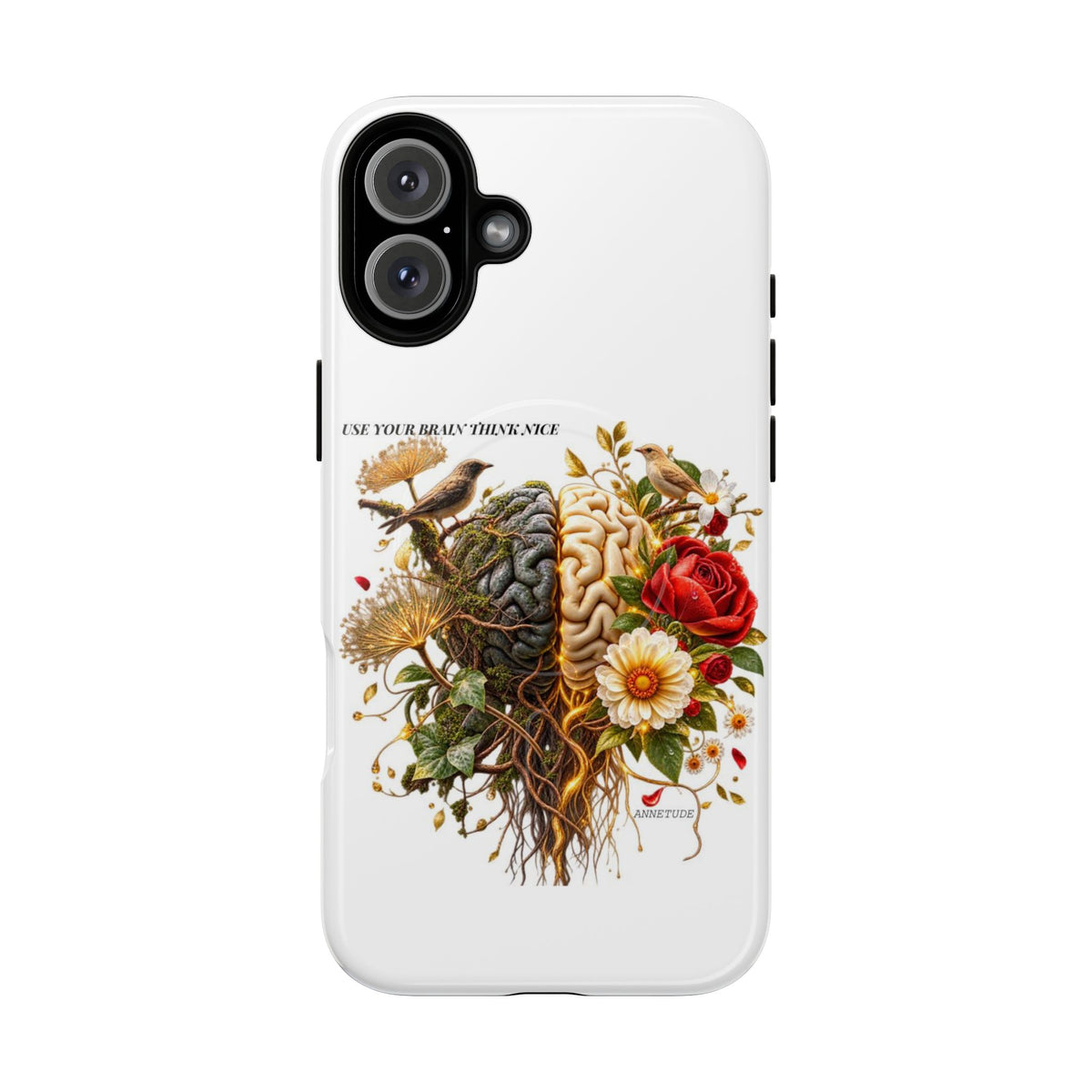Phone Case — 'Use Your Brainy Think, Son' Floral Brain Magnetic Case
