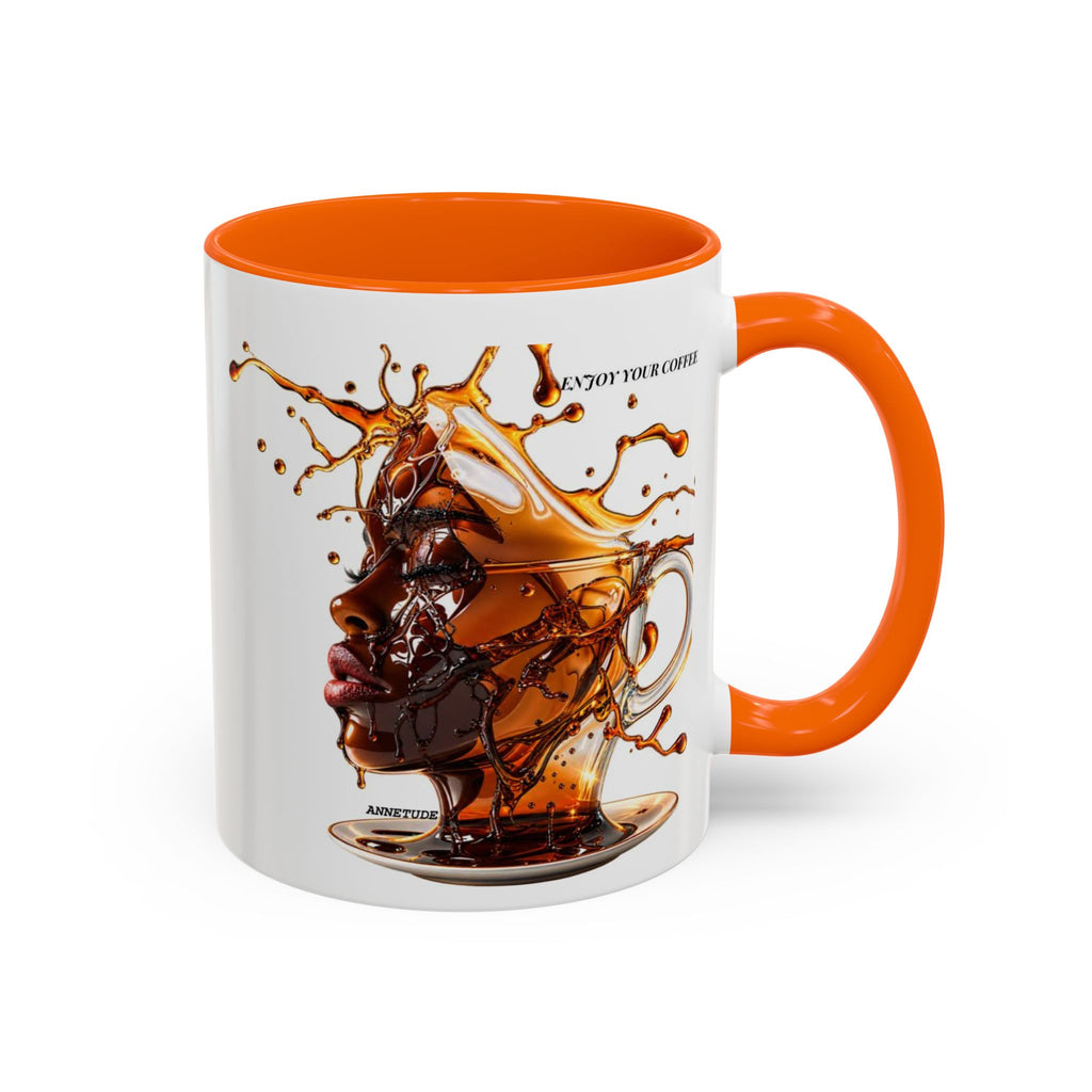 Coffee Splash Accent Mug — "Savor the Coffee" Artistic Drip Design (11/15oz)