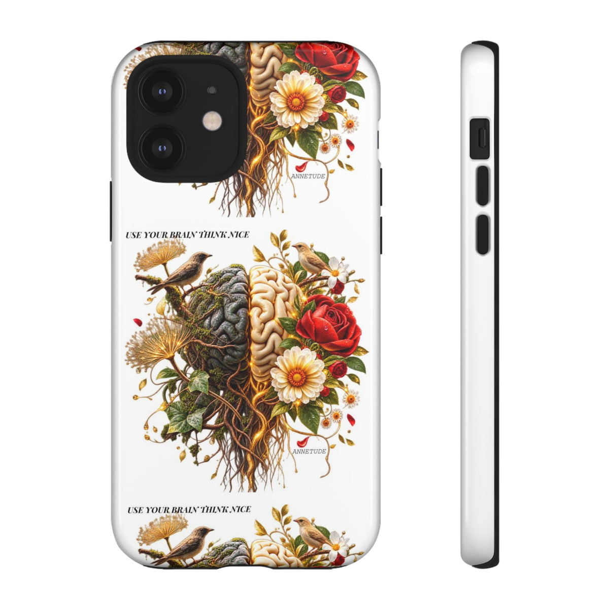 Phone Case — Floral Brain Illustration Protective Cover