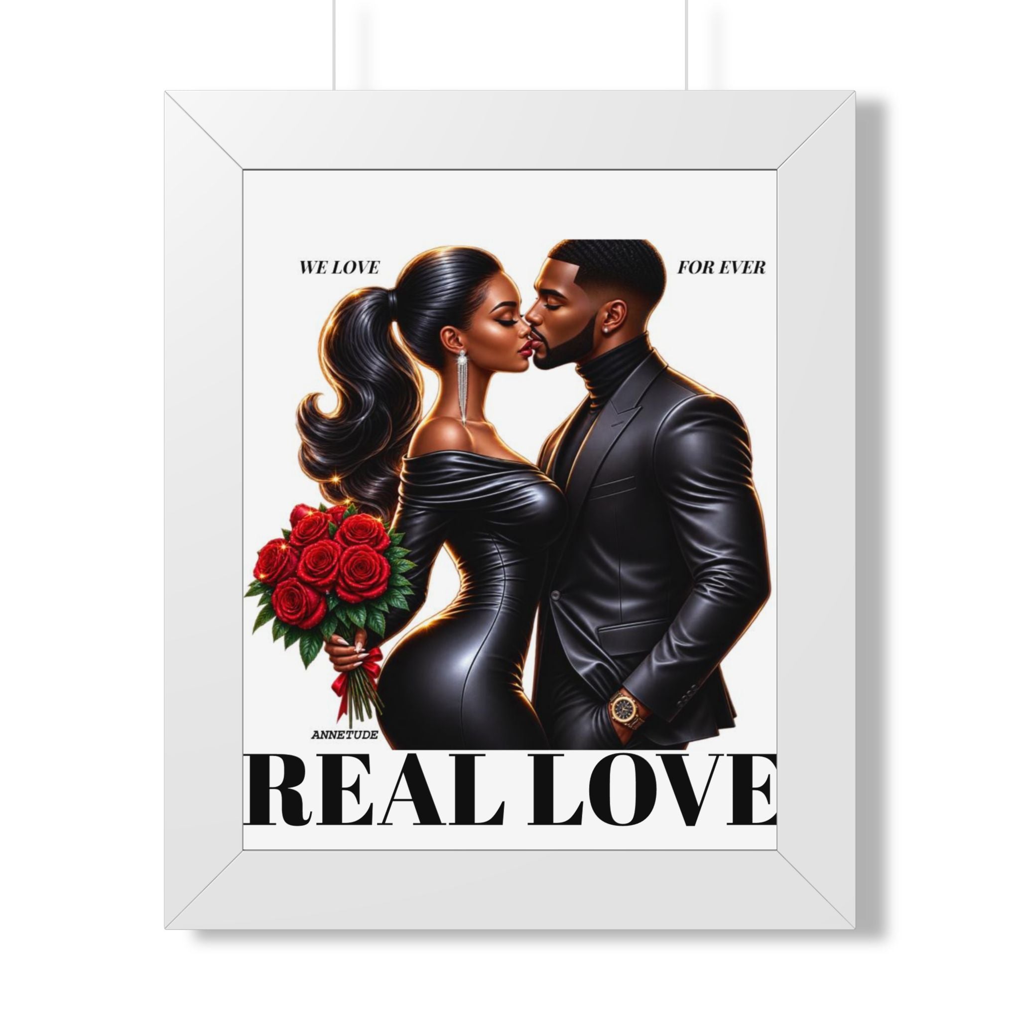 Framed Poster — "Real Love" Romantic Couple Wall Art (Valentine's Day, Anniversary Gift)