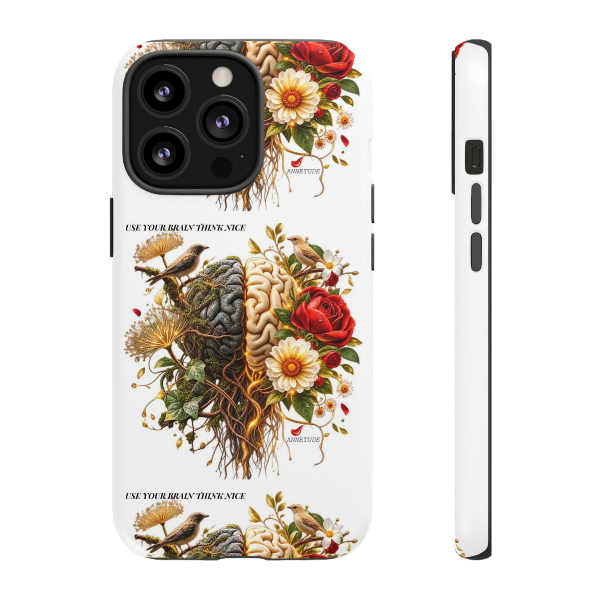 Phone Case — Floral Brain Illustration Protective Cover