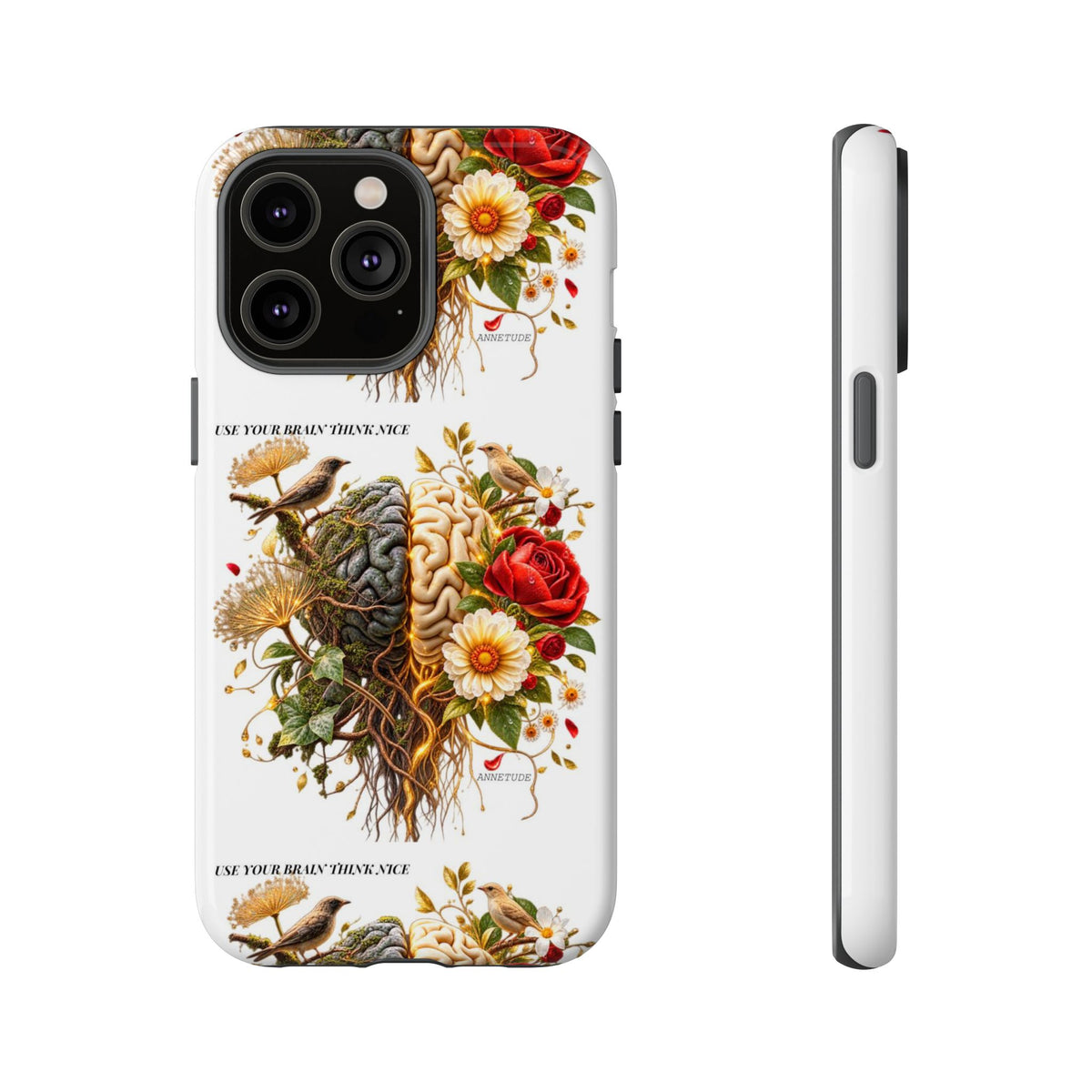 Phone Case — Floral Brain Illustration Protective Cover