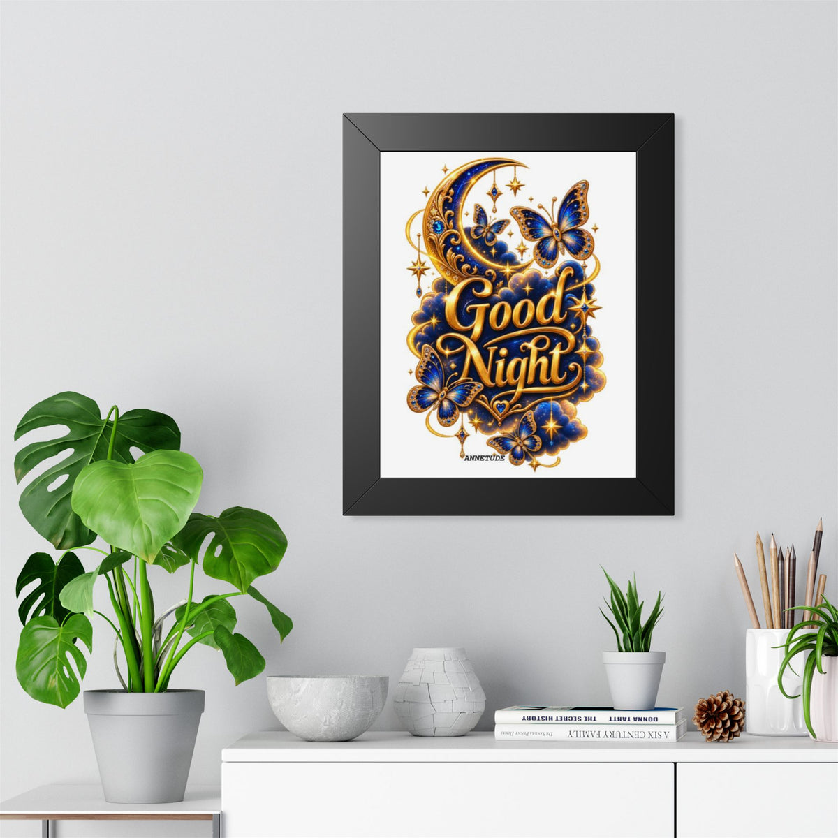 Good Night Moon & Butterflies Framed Poster