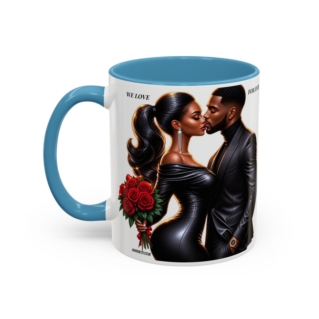 Romantic Black Couple Accent Coffee Mug - 'We Love Forever' 11/15oz