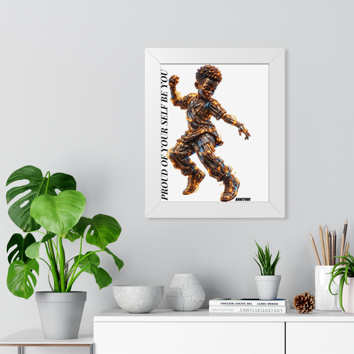 Proud of Your Self Be You Framed Poster — Inspirational Black Boy Art Print