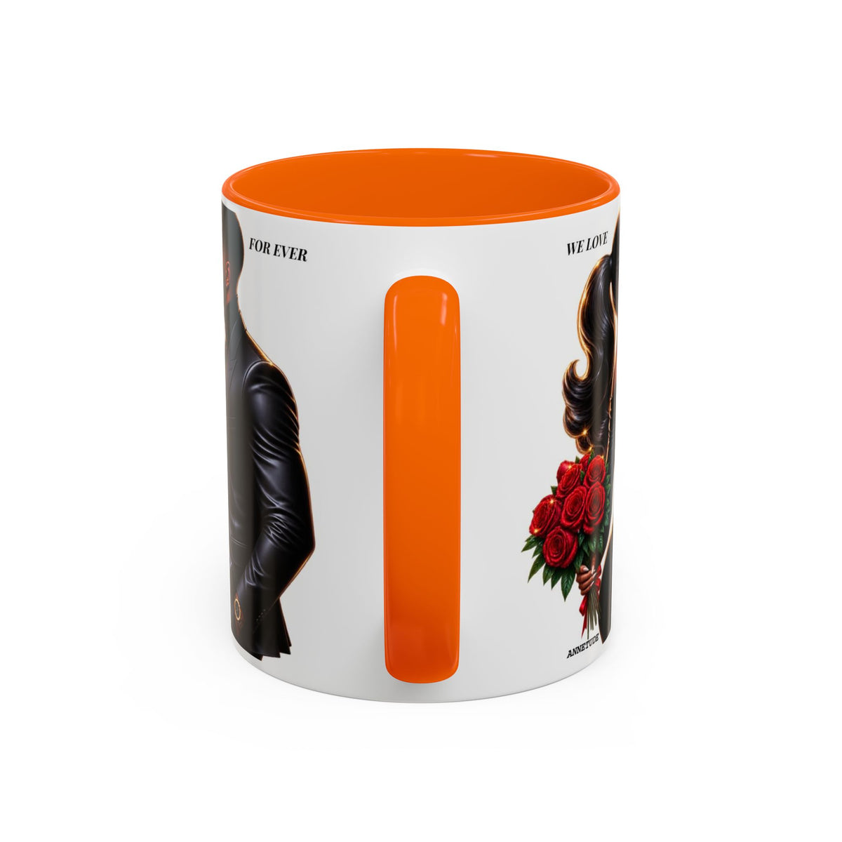 Romantic Black Couple Accent Coffee Mug - 'We Love Forever' 11/15oz