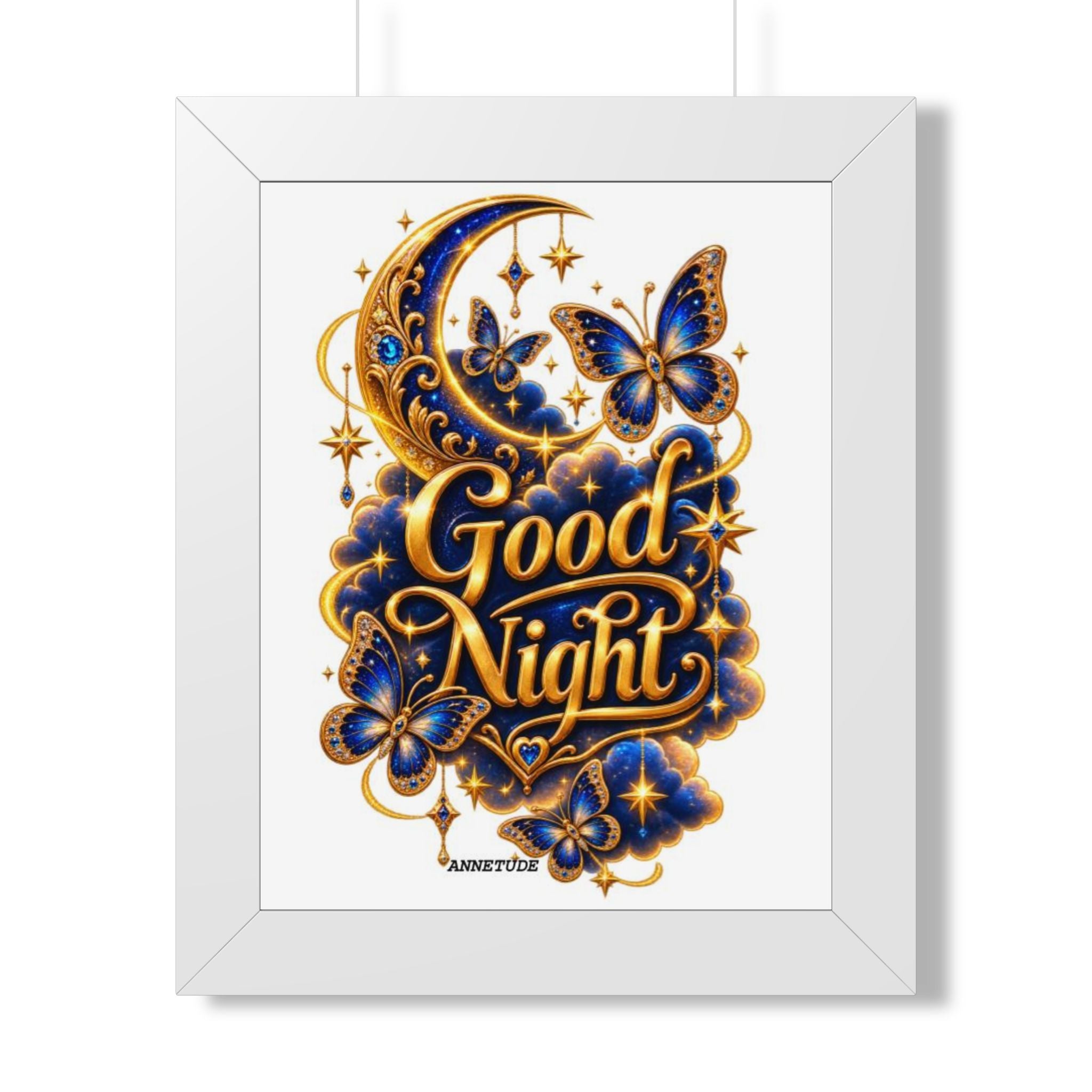 Good Night Moon & Butterflies Framed Poster